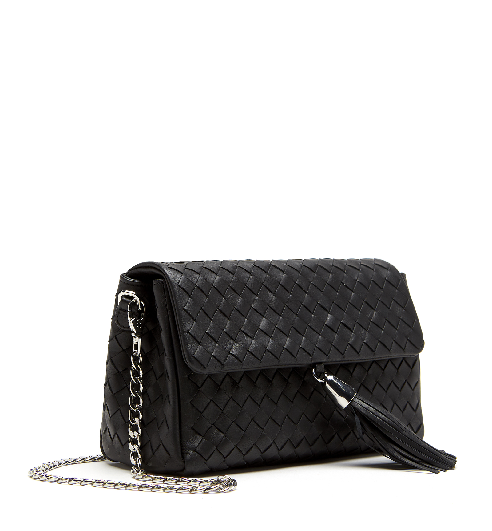 Shop La Canadienne Petal Woven Leather Crossbody Bag In Black