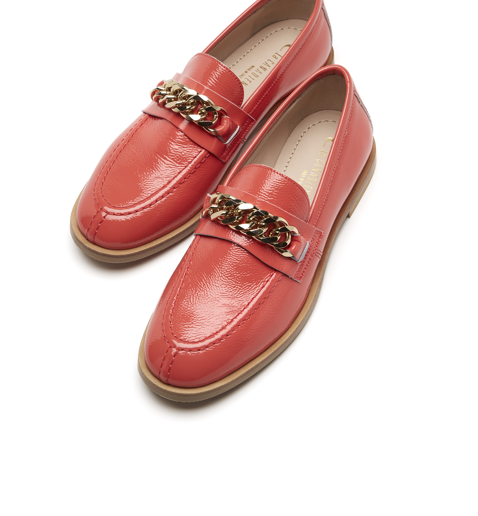 Shop La Canadienne Beatle Crinkle Leather Loafer In Coral
