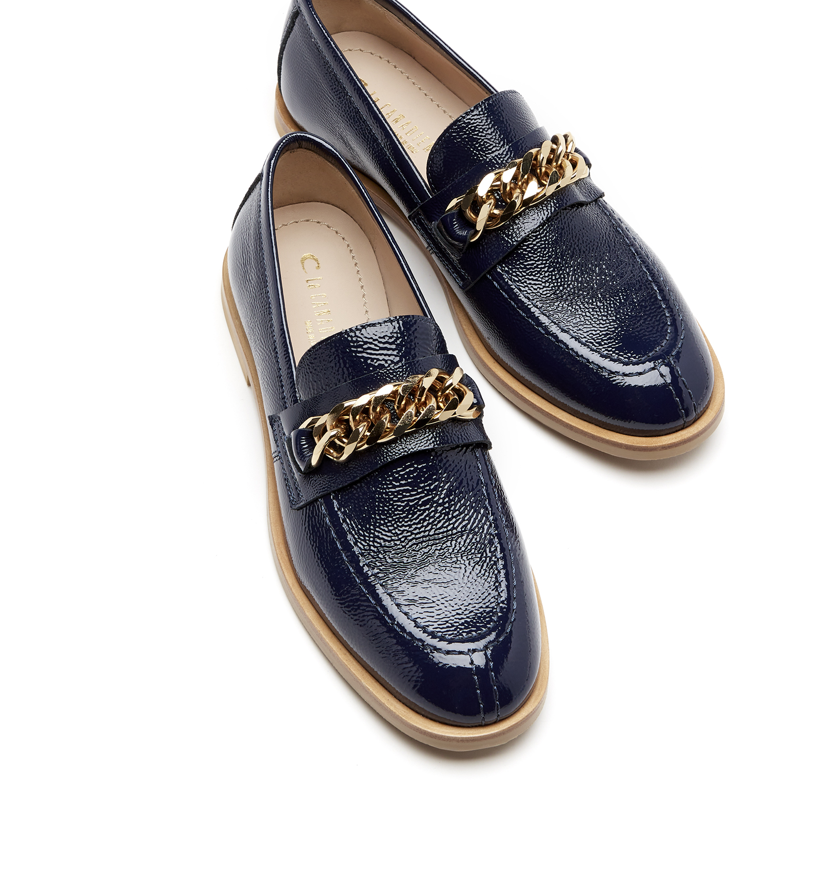 Shop La Canadienne Beatle Crinkle Leather Loafer In Navy