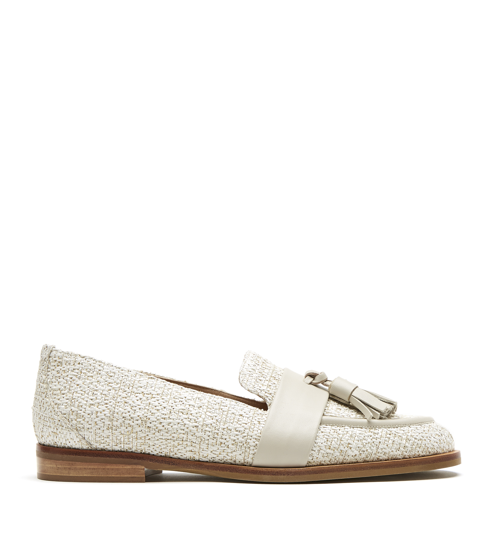 Shop La Canadienne Benet Tweed Loafer In White