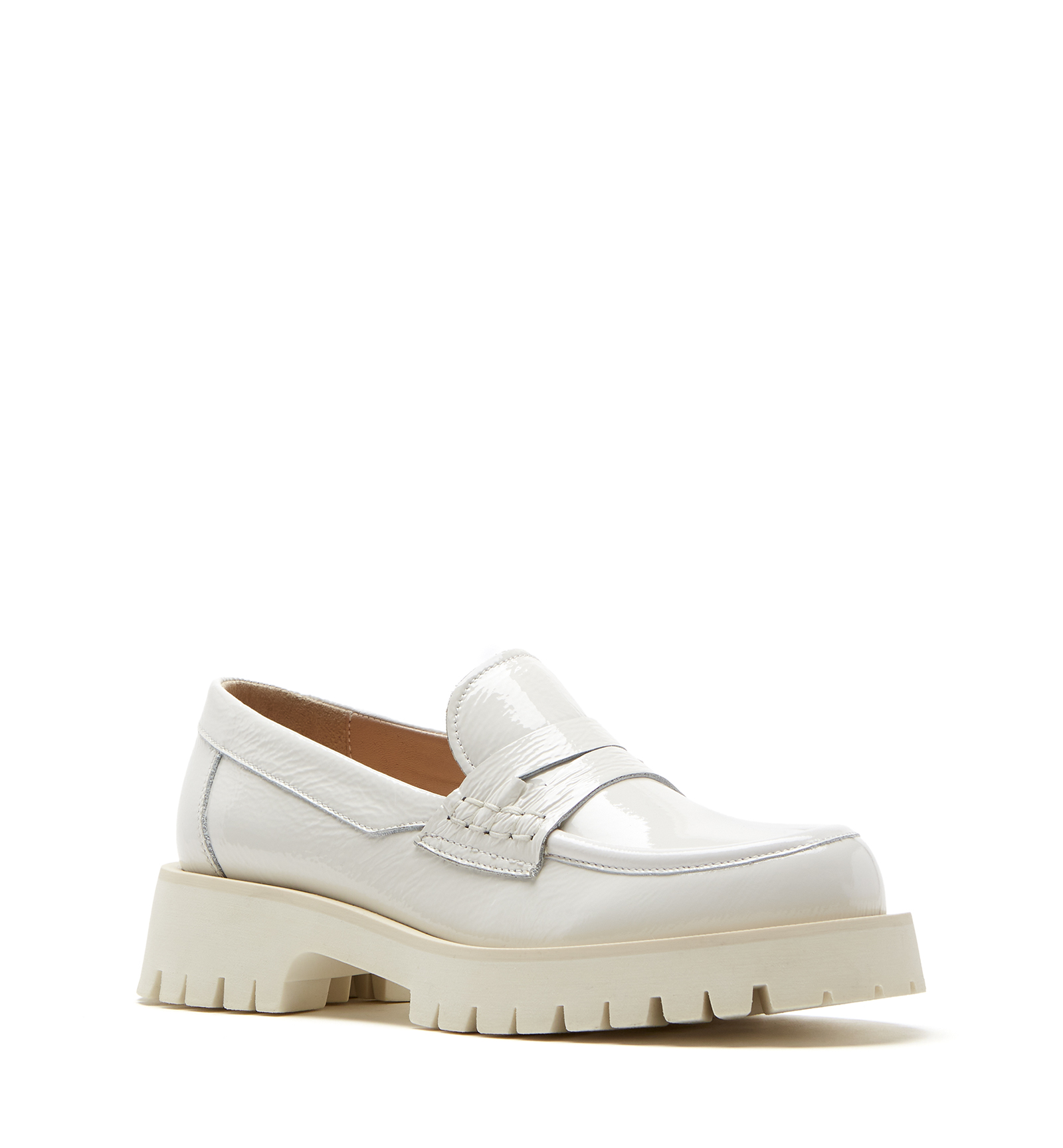 Shop La Canadienne Benny Crinkle Leather Loafer In White