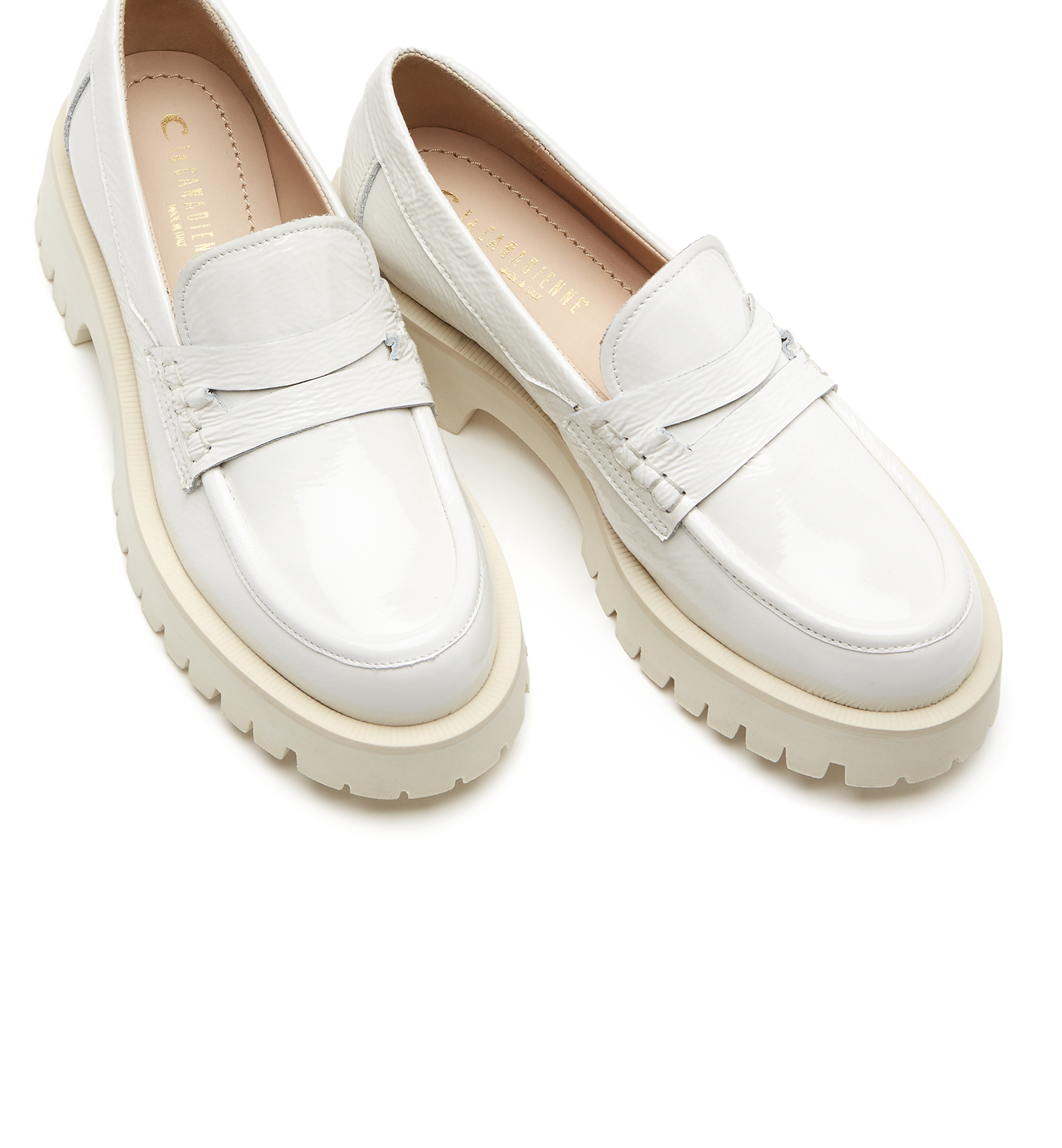 Shop La Canadienne Benny Crinkle Leather Loafer In White
