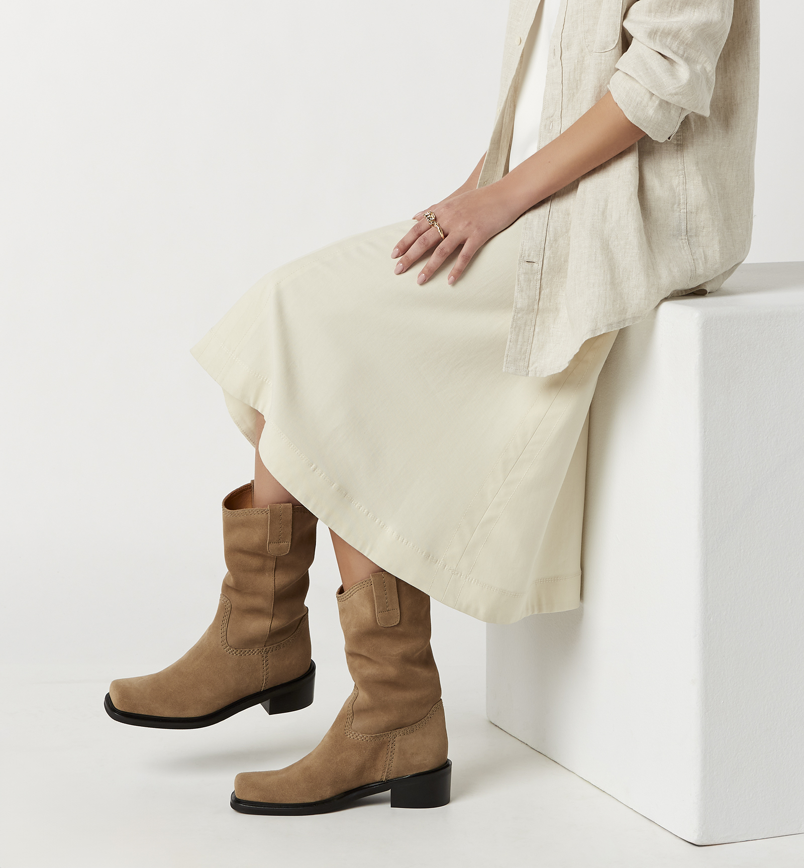 Shop La Canadienne Buzzy Suede Boot In Biscotti