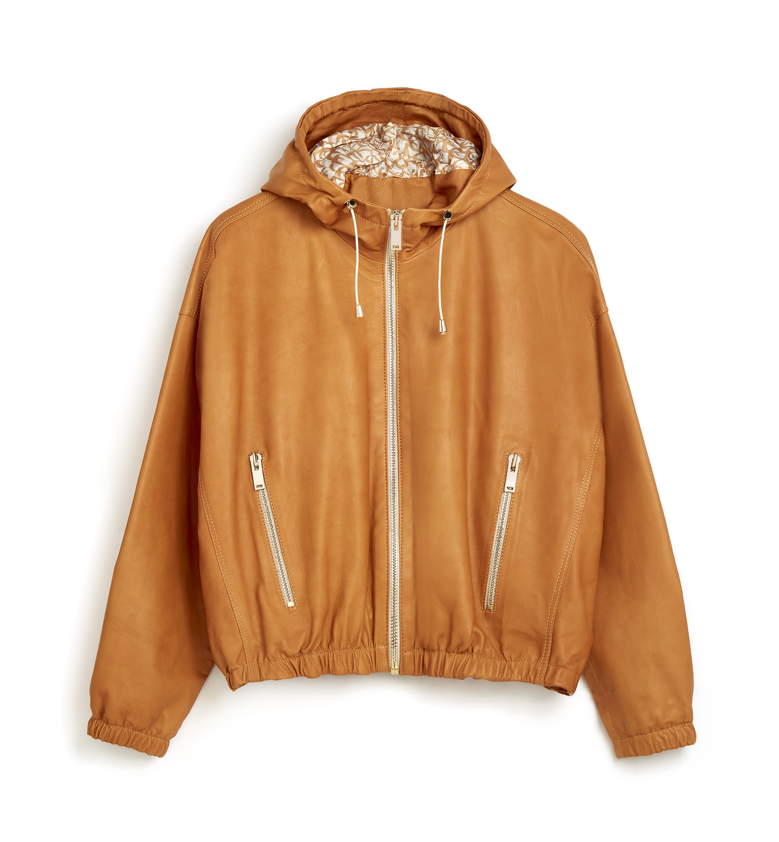 La Canadienne Fatina Leather Bomber Jacket In Cognac
