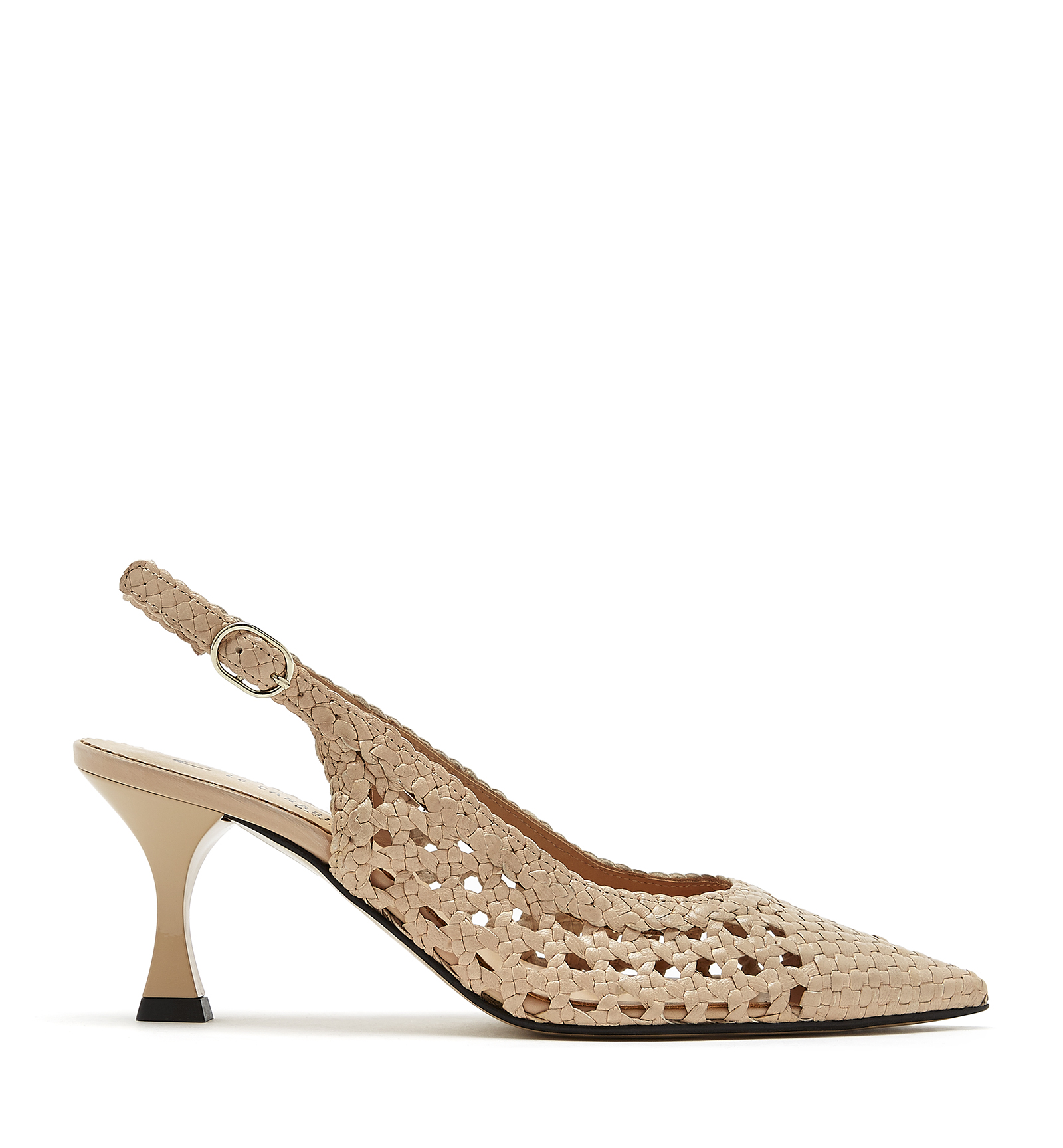 La Canadienne Perth Woven Leather Slingback Shoe In Sand