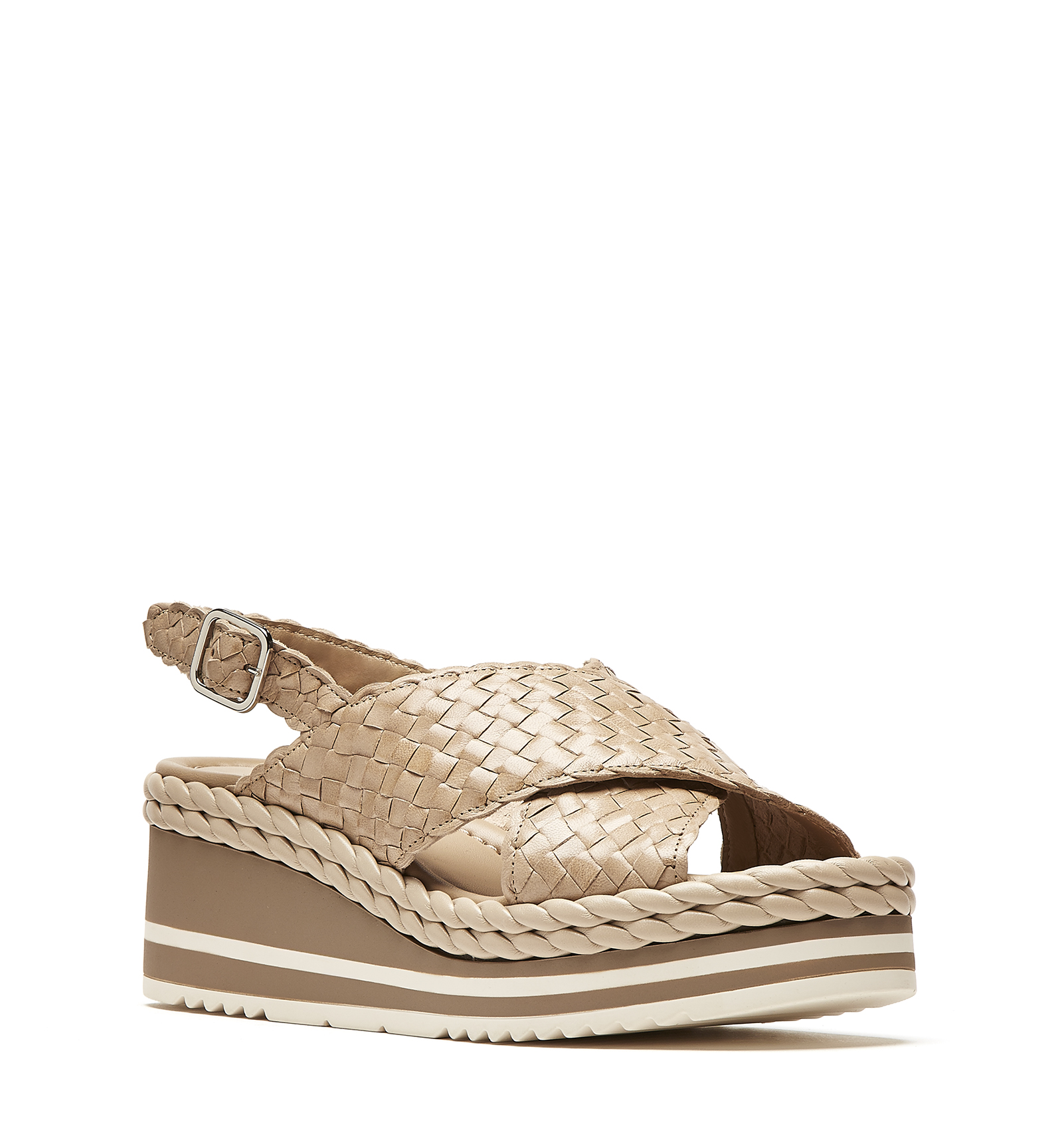 Shop La Canadienne Propel Woven Leather Sandal In Taupe