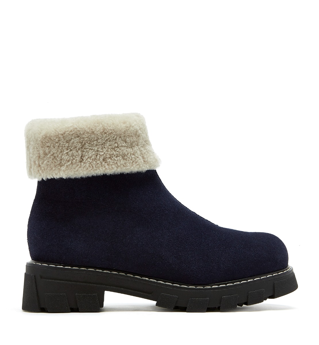 La Canadienne Abba Shearling Lined Suede Bootie In Cobalt