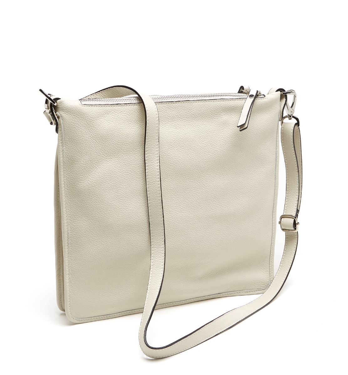 Shop La Canadienne Martina Double Zip Leather Bag In White
