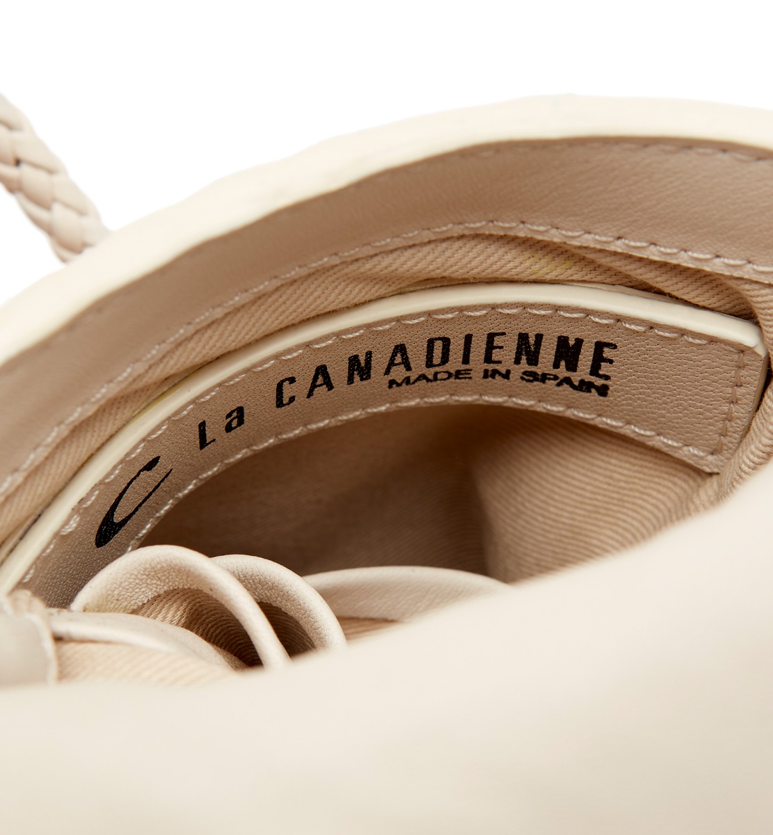 Shop La Canadienne Phonia Woven Leather Crossbody Bag In Cream
