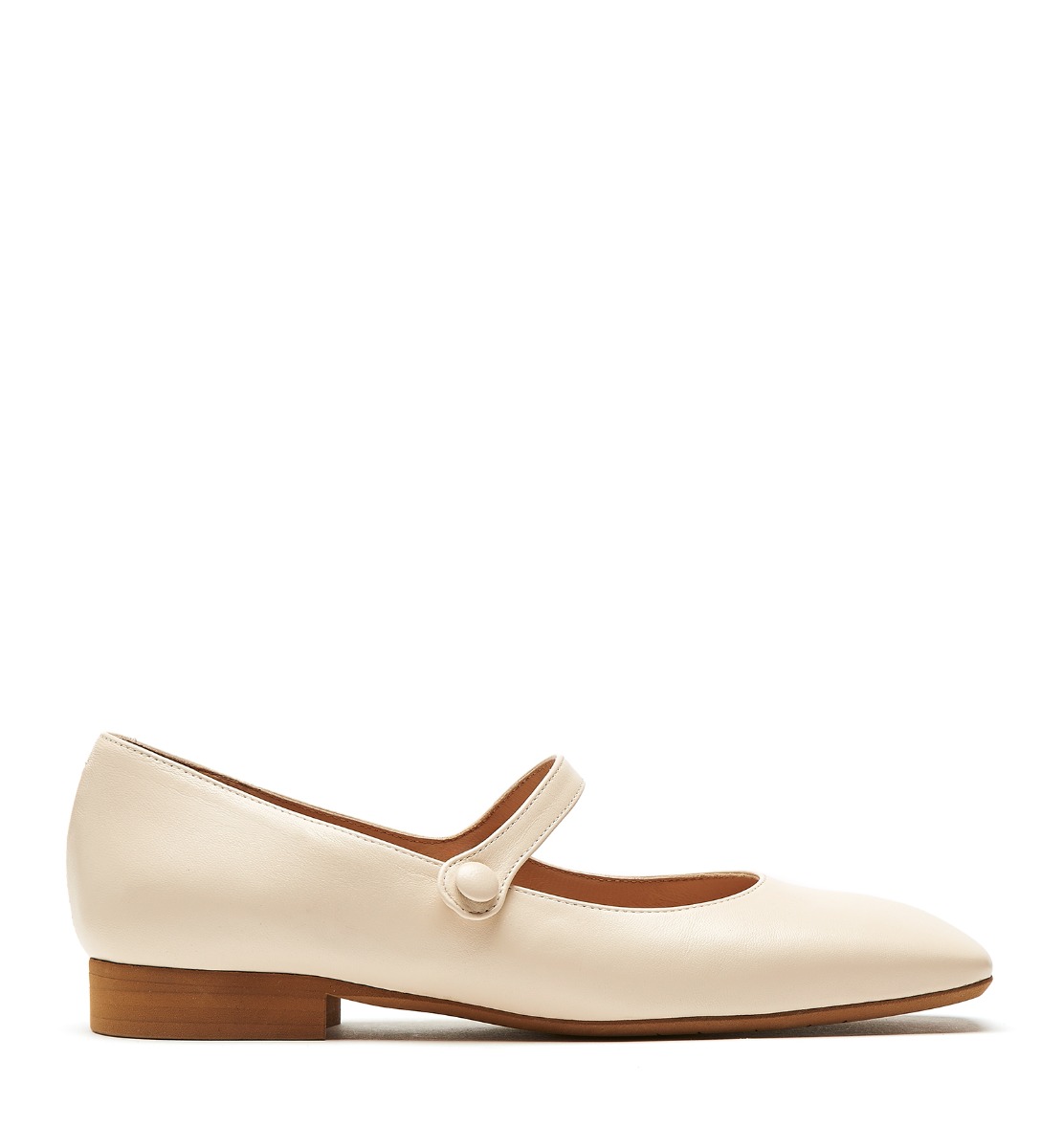 La Canadienne Rode Mary Jane Leather Flat In Butter