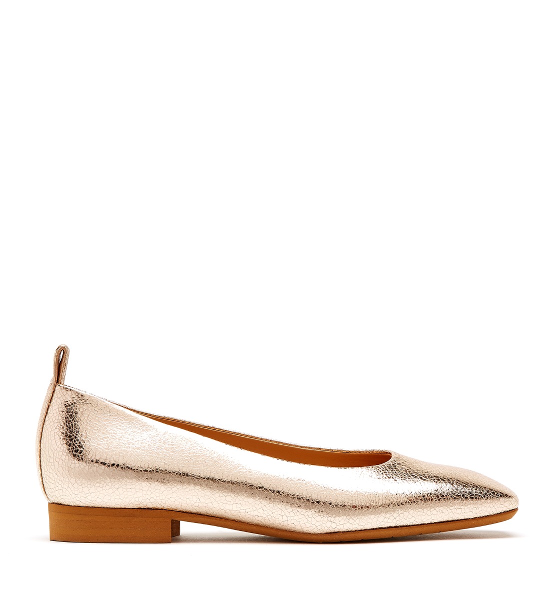La Canadienne Route Leather Flat In Platinum